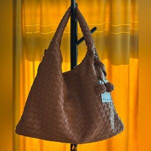Brown Woven Tote Bag